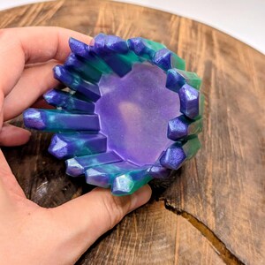 Mystic Resin Ring Holder: Blue Purple Crystal Edge Catch-All Option 1
