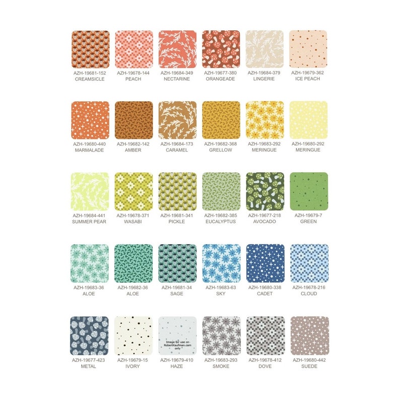 Elizabeth Hartman Robert Kaufman Quilters Cotton Paintbox 42 Fabrics 5 Charm Square Bundle