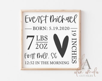 Download Birth Stat Sign Personalized Farmhouse Baby Sign Etsy