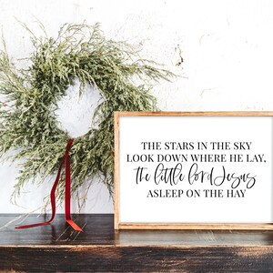 Away in a Manger Tekst SVG | Kolęda SVG | Chrześcijańskie Boże Narodzenie SVG | Jezus SVG | Znak Bożego Narodzenia SVG | Cricut | Sylwetka | Plik do cięcia