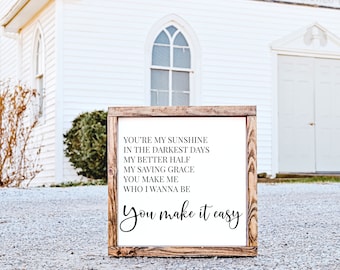 You Make It Easy SVG: testo di Jason Aldean, cartello per matrimonio (file di taglio digitale)