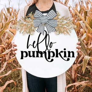 Hello Pumpkin Door Sign SVG: Fall Laser Cut File (Digital Download)