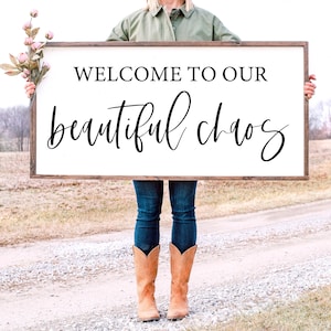 Welcome To Our Beautiful Chaos SVG |  Family Quote Svg | Wood Sign Svg | Entryway Sign Svg | Modern Farmhouse Wall Decor | Cut File