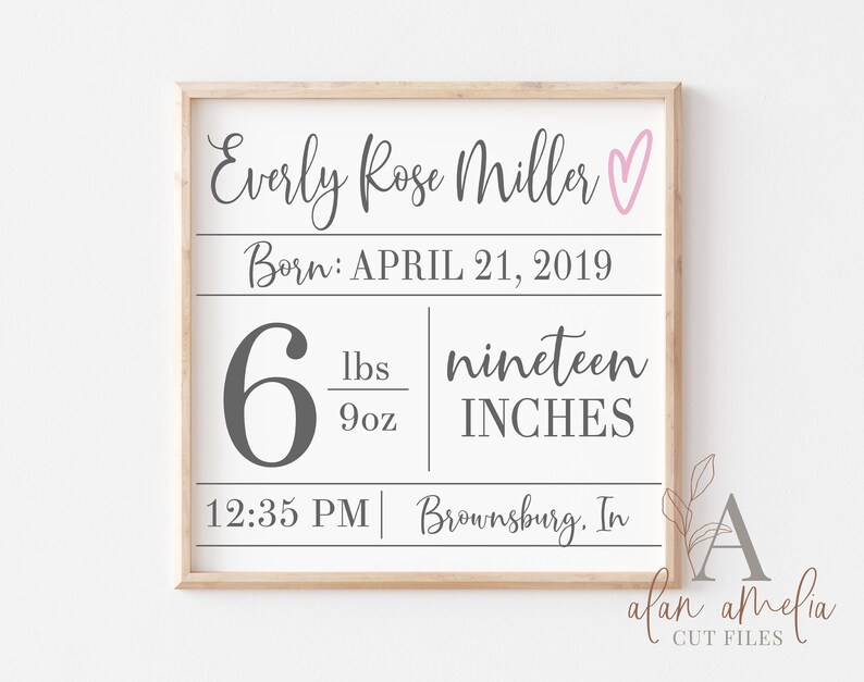 Download Baby Announcement Svg Cut File Personalized Birth Stat Svg Nursery Wall Decor Personalized Baby Gift Svg Custom Nursery Sign Svg Drawing Illustration Art Collectibles Delage Com Br