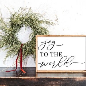 Joy to the World SVG Christmas Song Svg Minimalist Christmas Sign Svg Christmas Round Door Hanger Svg Holiday Pillow Cut File image 1