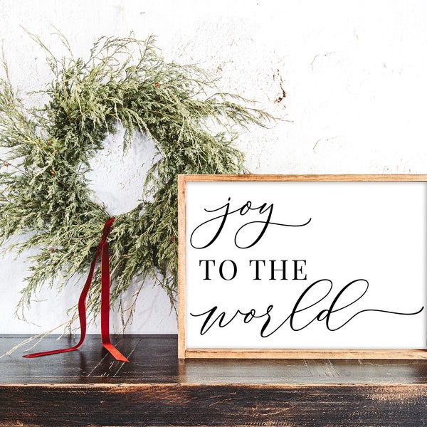 Joy to the World SVG | Chanson de Noël Svg | Signe de Noël minimaliste Svg | Cintre de porte rond de Noël Svg | Fichier de coupe d’oreiller de vacances