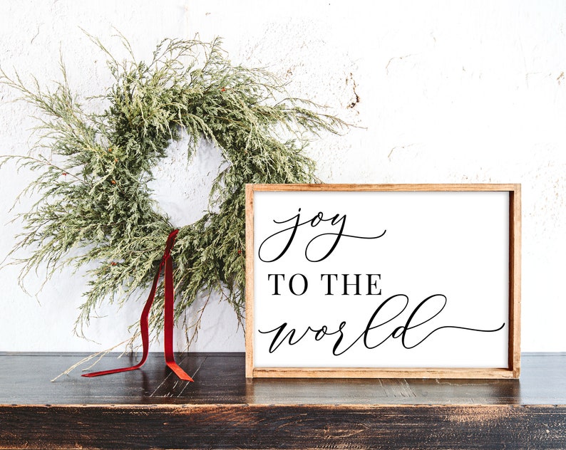 Joy to the World SVG Christmas Song Svg Minimalist Christmas Sign Svg Christmas Round Door Hanger Svg Holiday Pillow Cut File image 1