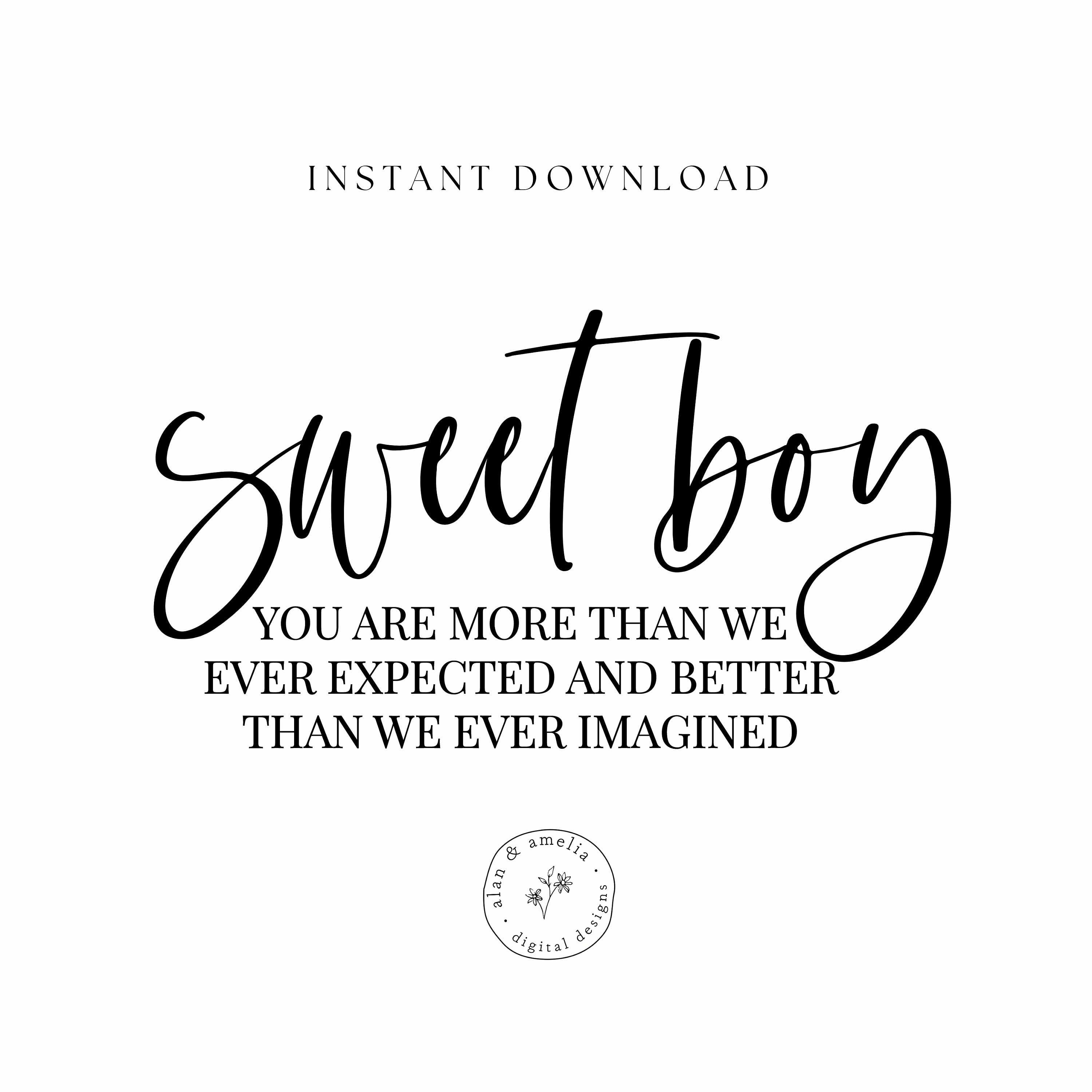 Sweet Boy CUT FILE Baby Boy Quote SVG Boy Nursery Sign Etsy