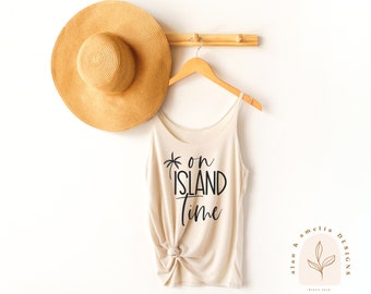 On Island Time SVG: Vacation Tee, Wine Tumbler, Palm Tree (Digital Cut File)