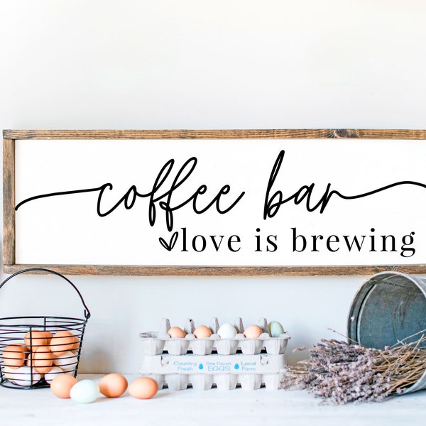 Coffee Bar Love Is Brewing SVG |  Minimalist Style Svg | Coffee Quote Svg | Kitchen Sign Cut File | Kitchen Wall Decor | Coffee Wall Art