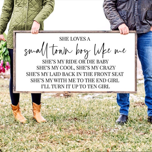 Small town boy lyrics svg country music svg romantic song etsy