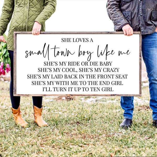 Small Town Boy Lyrics SVG | Country Music Svg | Romantic Song Svg | Bedroom Sign Svg | Wedding Song Svg | Couple Svg | Romantic Gift Svg