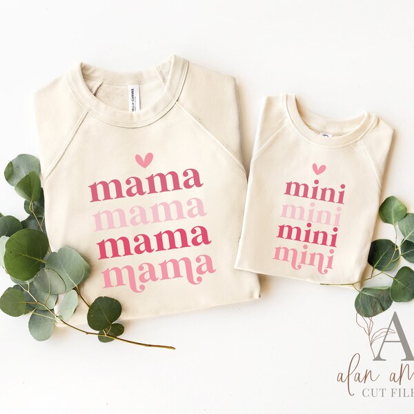 Valentine's Day Stacked Mama and Mini SVG PNG | Mommy and Me Valentine Shirts | Matching Valentine's Day Shirts | Valentine Onesie | Heart
