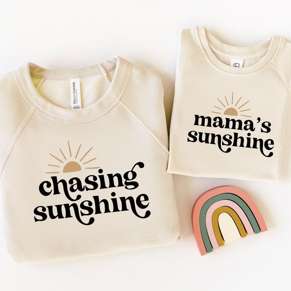 Chasing Sunshine CUT FILE | Mama's Sunshine SVG | Boho Mommy and Me Matching Shirt Design | Mama and Mini | Sublimation png | Retro Sun