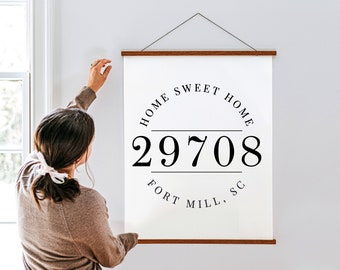 Personalized Home Sweet Home Sign: Custom City, Zip Code (Digital Download)