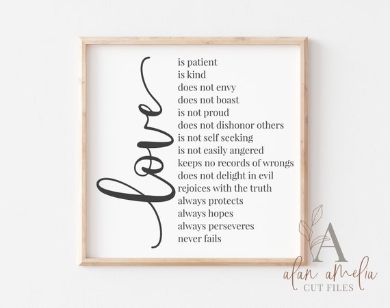 Download Love Is Patient Love Is Kind Svg 1 Corinthians 13 4 8 Etsy