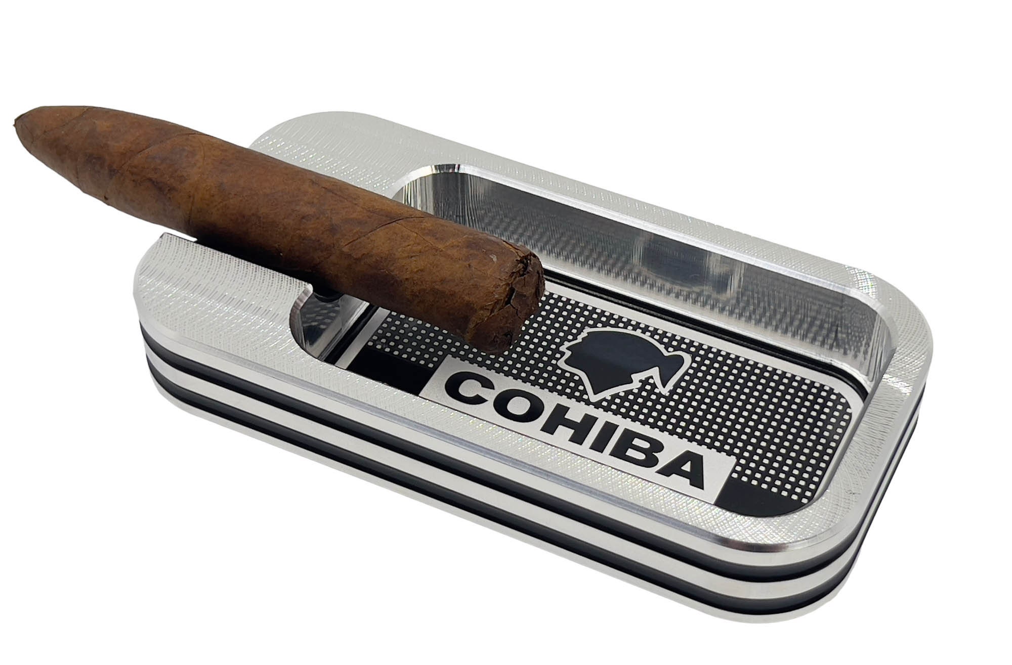 Cohiba Single Cigar Ashtray, Custom Logo Cigar Rest, Billet Aluminum One Cigar Ashtray, Laser