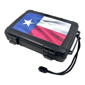 Texas Flag Graphic - Travel Cigar Humidor waterproof, Cigar Case for Men that Holds 6 Cigars, Cigar Humidor, Airtight Seal -Cigar Lovers