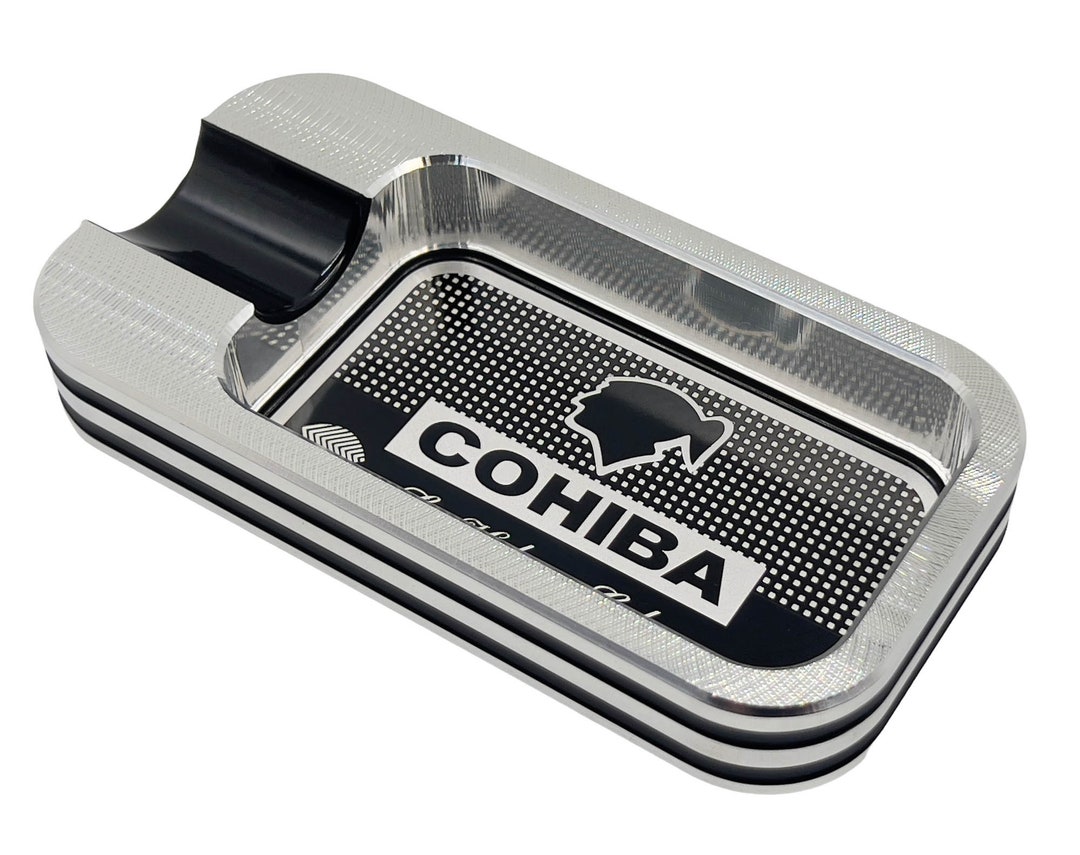 Cohiba Single Cigar Ashtray, Custom Logo Cigar Rest, Billet Aluminum One Cigar Ashtray, Laser