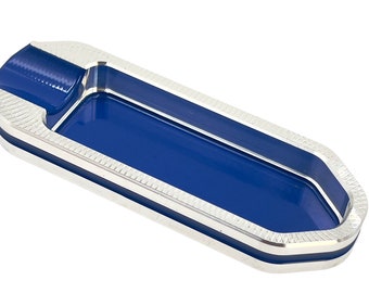 Blue Pocket Cigar Ashtray, Luxury Cigar Holder, Travel Cigar Rest, Chamfered End Billet Aluminum Single Cigar Ashtray, Cigar Lover Gift