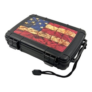 Travel Cigar Humidor waterproof - Faded Glory Flag Graphic, Cigar Case that Holds 7 Cigars, Cigar Humidor, Airtight Seal, Cigar Lovers