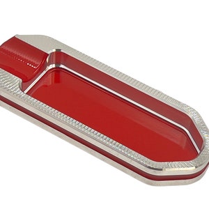 Red Pocket Cigar Ashtray, Chamfered End Billet Aluminum Single Cigar Holder, Luxury Cigar Rest, Custom Powder Coated Finish Cigar Ashtray