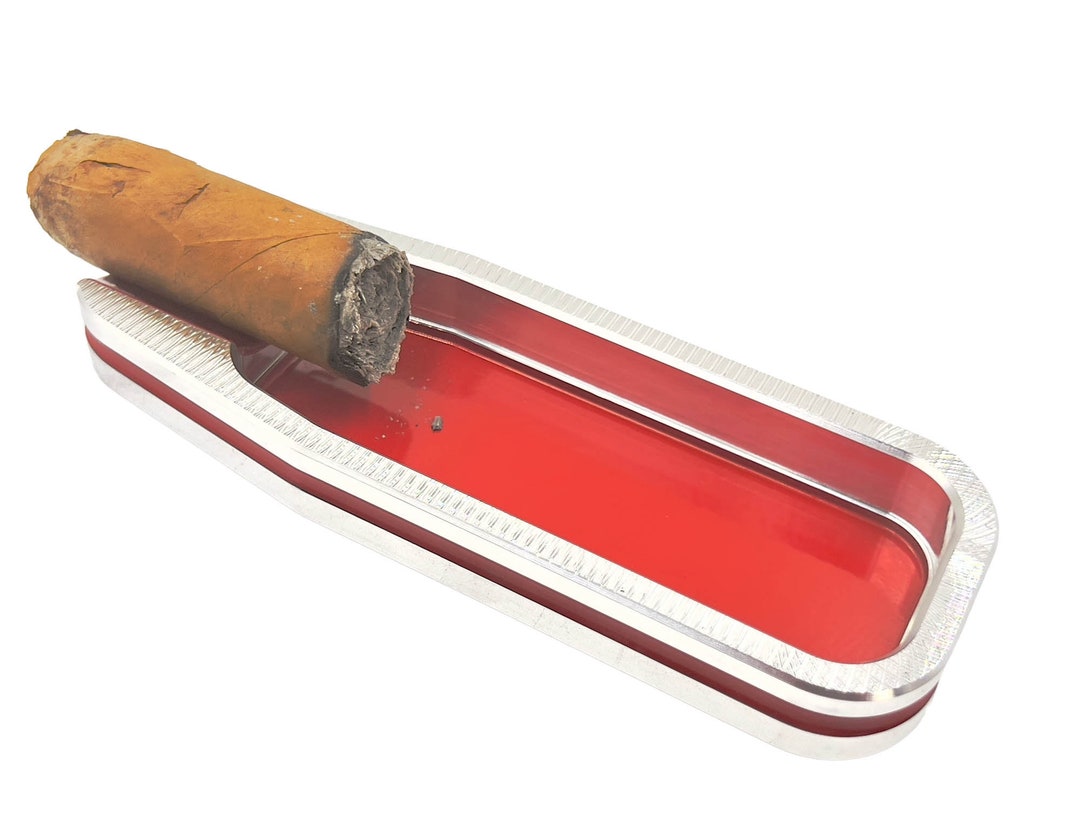 Small Red Cigar Ashtray Taper Back Pocket Cigar Holder Etsy