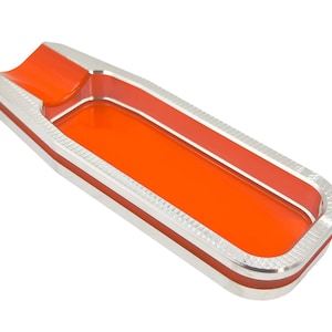 Small Orange Taper Back Cigar Ashtray, Travel Cigar Rest, Orange & Silver Cigar Holder, Billet Aluminum Single Cigar Ashtray, Powder Coated