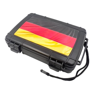 Travel Cigar Humidor waterproof - German Flag Graphic - Cigar Case for Men that Holds 6 Cigars, Cigar Humidor, Airtight Seal
