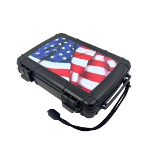 American Flag Graphic - Travel Cigar Humidor waterproof, Cigar Case for Men that Holds 6 Cigars, Cigar Humidor, Airtight Seal -Cigar Lovers