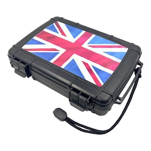 British Flag Graphic - Travel Cigar Humidor waterproof, Cigar Case for Men that Holds 6 Cigars, Cigar Humidor, Airtight Seal, Cigar Lovers