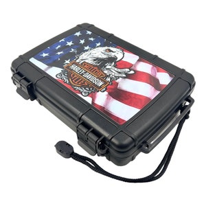 Travel Cigar Humidor waterproof- Harley American Flag Graphic-Cigar Case for Men that Holds 7 Cigars, Cigar Humidor, Cigar Lovers