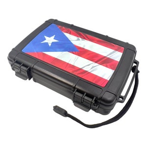 Puerto Rican  Flag Graphic - Travel Cigar Humidor waterproof, Cigar Case for Men that Holds 6 Cigars, Cigar Humidor, Airtight Seal
