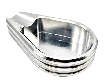 single cigar ashtray - billet aluminum - cnc machined - mirror  polished - double grooved  - size: 1" X 3" X 4-3/4"