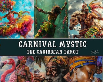 Carnival Mystic Tarot Deck With Guidebook | 78 Tarot-Sized Cards | African American Black Caribbean Divination Cards | Street Priestess