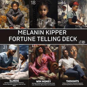 Melanin Kipper Fortune Telling Oracle Deck / 36 carte formato tarocchi con parole chiave / Divinazione afroamericana nera / Con guida digitale