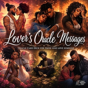 Lovers Oracle Card Deck With Digital Guidebook & Journal Prompts | Relationship, Love Messages | Black People African American Divination