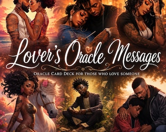 Jeu de cartes Oracle Lovers avec guide numérique et invites de journal | Relation amoureuse, messages d'amour | Noirs Afro-américains Divination