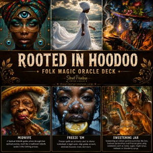 Rooted In Hoodoo Oracle Deck With Digital Guide | 70 Tarot-Sized Cards | African American Black Divination Cards | Street Priestess Tarot image 1