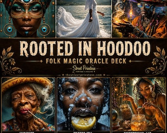 Verwurzelt in Hoodoo Orakel Deck mit Digital Guide | 70 Tarotkarten | Afroamerikanische schwarze Wahrsagerkarten | Strassenpriesterin Tarot