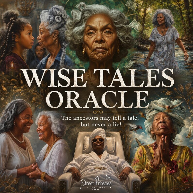 Wise Tales Orakelkortlek | 77 Tarotkort | Afroamerikanska svarta spådomskort | Gatuprästinna