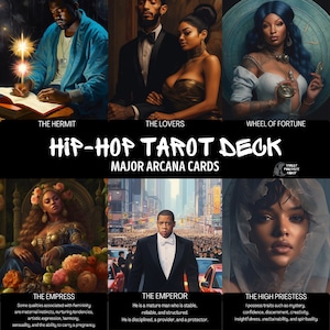Hiphop Major Arcana-tarotdeck met digitale gids | 22 tarotkaarten met betekenis | Zwarte Afro-Amerikaanse waarzeggerij | Straatpriesteres
