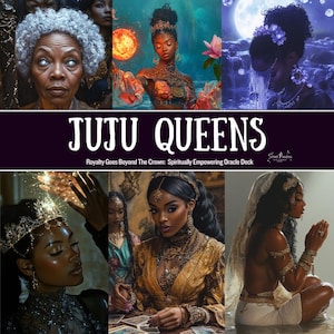 Mazzo di oracoli Juju Queens / 59 carte delle dimensioni dei tarocchi / Carte di divinazione dei neri afroamericani / Guida digitale / Tarocchi della sacerdotessa di strada