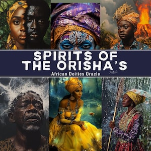 Baraja de oráculo de los espíritus de los orishas con guía digital / 64 cartas del tamaño del tarot / Adivinación afroamericana / Sacerdotisa callejera