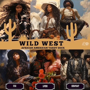 Mazzo di carte dei tarocchi dei cowboy / Carte divinatorie afroamericane / Guida digitale / Sacerdotessa di strada
