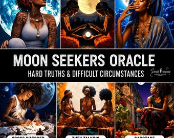 Moon Seekers Oracle Card Deck | African American Black Art Divination | 50 Tarot Sized Cards | Intuitive Messages | Street Priestess