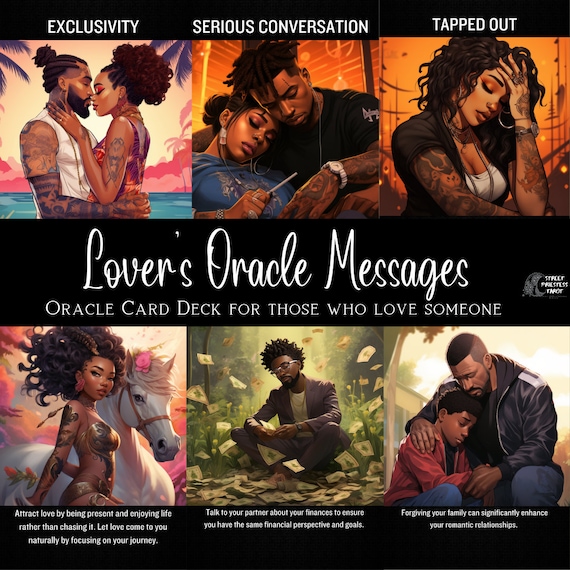 Lovers Oracle Card Deck With Digital Guidebook & Journal Prompts | Relationship, Love Messages | Black People African American Divination