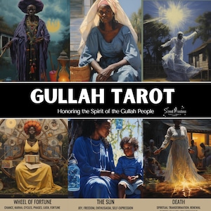 Mazzo di tarocchi Gullah / 78 carte formato tarocchi / Mazzo di tarocchi neri ispirati al Lowcountry / Carte di divinazione afroamericane con significato e guida