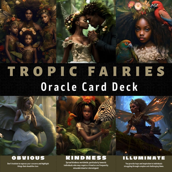 Fairies Oracle Card Deck | 51 Tarot Size Cards Messages |  Black African American People Oracle Card With Meaning | Street Priestess Tarot