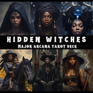 Mazzo di Tarocchi Arcani Maggiori delle Streghe Nascoste / Con Guida Digitale / 22 Carte Formato Tarocchi / Immagini di Arte Nera Oracolo Divinazione Afroamericana